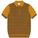 ben sherman knitted jacquard polo shirt mustard 