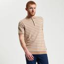 Ben Sherman Jacquard Stripe Knitted Polo Shirt S