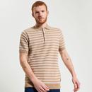 Ben Sherman Jacquard Stripe Knitted Polo Shirt S