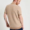 Ben Sherman Jacquard Stripe Knitted Polo Shirt S