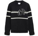Ben Sherman x John Lennon Intarsia Sketch Stripe Crew Neck Sweater in Black 0075528 290