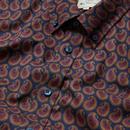 BEN SHERMAN Teardrop Paisley 60s Mod Shirt MARINE