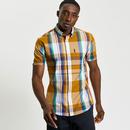 Ben Sherman Large Madras Check Mod Button Down Shirt in Caramel 1012459 371 Model Photo Front