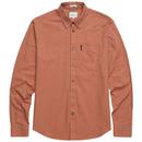 Ben Sherman Retro Mod Long Sleeve Oxford Shirt in Brick Red