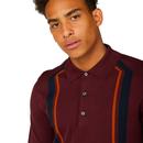 BEN SHERMAN Retro 1960s Long Sleeve Knitted Polo P