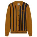 Ben Sherman Knitted Stripe Polo Cardigan in Mustard 0074001 770