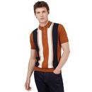 BEN SHERMAN Retro Knitted Mod Stripe Polo Shirt C