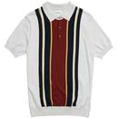 BEN SHERMAN Retro Mod Stripe Knitted Polo IVORY