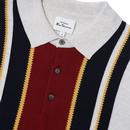 BEN SHERMAN Retro Mod Stripe Knitted Polo IVORY