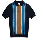 BEN SHERMAN Retro Mod Stripe Knitted Polo NAVY