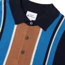 BEN SHERMAN Retro Mod Stripe Knitted Polo NAVY