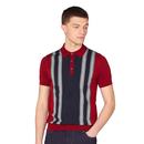 BEN SHERMAN Men's Knitted Mod Stripe Polo (Red)
