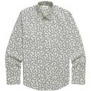 Ben Sherman 60s Mod Mono Geo Dot Print Button Down Shirt in Ivory