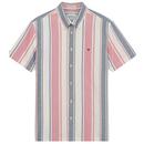 Ben Sherman Mod Multicolour Stripe Shirt in Dark Pink 0075954 530