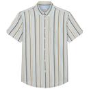 Ben Sherman Oxford Block Stripe Shirt in Pale Blue 0075952 031