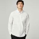 BEN SHERMAN Mod Button Down Oxford Shirt White