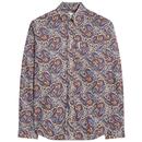 Ben Sherman 60s Mod Paisley Print Shirt in Fog 0074131 055