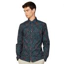 BEN SHERMAN Retro Mod 60s Paisley Shirt in Port