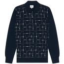 ben sherman pattern print knitted mod polo dark navy