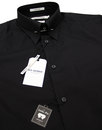 BEN SHERMAN Retro 1960s Mod Pin Collar Shirt BLACK