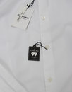 BEN SHERMAN Retro 1960s Mod Pin Collar Shirt WHITE