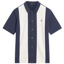 Ben Sherman Pique Bowling Shirt in Dark Navy and White 1012397 25 