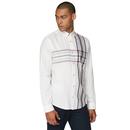 BEN SHERMAN Men's Retro Placed Stripe Plaid Shirt 