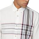 BEN SHERMAN Men's Retro Placed Stripe Plaid Shirt 