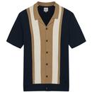 Ben Sherman Resort Collar Button Through Polo Shirt in Dark Navy 0075854 025