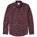 Ben Sherman 60s Mod Button Down Retro Floral Paisley Shirt in Bordeaux