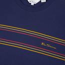 BEN SHERMAN Men's Retro 70s Stripe T-Shirt in Blue
