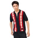 Ben Sherman x Rolling Stone Mod Checker Knitted Polo Shirt in Black 0075490 290