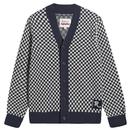 Ben Sherman x Rolling Stone Retro Checkerboard Knitted Cardigan in Mood Indigo 0075489 171