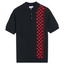 Ben Sherman x Rolling Stone Mod Checkerboard Stripe Knit Polo in Black 0075485 290