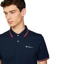 BEN SHERMAN Mod Tipped Signature Polo Top in Navy