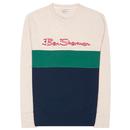 Ben Sherman Retro Men's Sports Logo Sweatshirt in Ecru and green