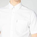 BEN SHERMAN Retro Short Sleeve Oxford Shirt WHITE