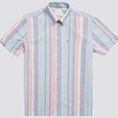 Ben Sherman Short Sleeve Multi Colour Stripe Shirt in Dusky Blue