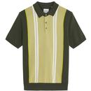 Ben Sherman Men's Vertical Stripe Knit Polo in Camouflage Green 0077617 072