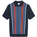 Ben Sherman Men's Vertical Stripe Knitted Polo in Dark Navy and Blue 0077617 025