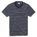 Ben Sherman Marine Blue Textured Stripe Retro 70s T-Shirt
