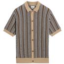 Ben Sherman Men's Textured Stripe Retro Knitted Cardigan Shirt 1012372 025