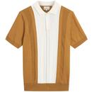 Ben Sherman Men's Retro Mod Textured Block Stripe Polo in Caramel 1012376 371