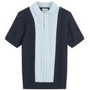 Ben Sherman Mod 60s Textured Block Stripe Knit Polo in Dark Navy 1012376 025