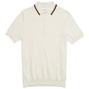 ben sherman texture knit tipped polo ivory