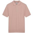 Ben Sherman Textured Grid Knitted Polo Shirt Pink