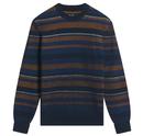 Ben Sherman Retro Textured Stripe Knitted Sweater in Dark Navy 0074018 025