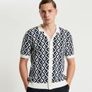 Ben Sherman Knitted Monochrome Tile Resort Shirt 