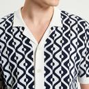 Ben Sherman Knitted Monochrome Tile Resort Shirt 