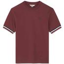 Ben Sherman Retro Block Tipped Sleeve Pique T-shirt in Wine 0077640 580